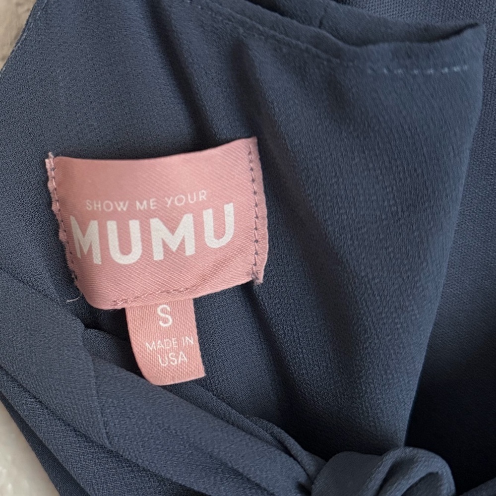 Show Me Your MuMu Lauren Tie Back Maxi Dress S Slate Blue - Picture 8 of 11